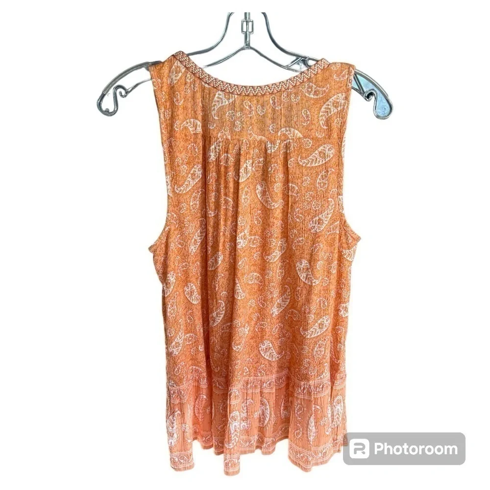 EUC Patrons of Peace boho paisley peplum tank top size M - Picture 4 of 5